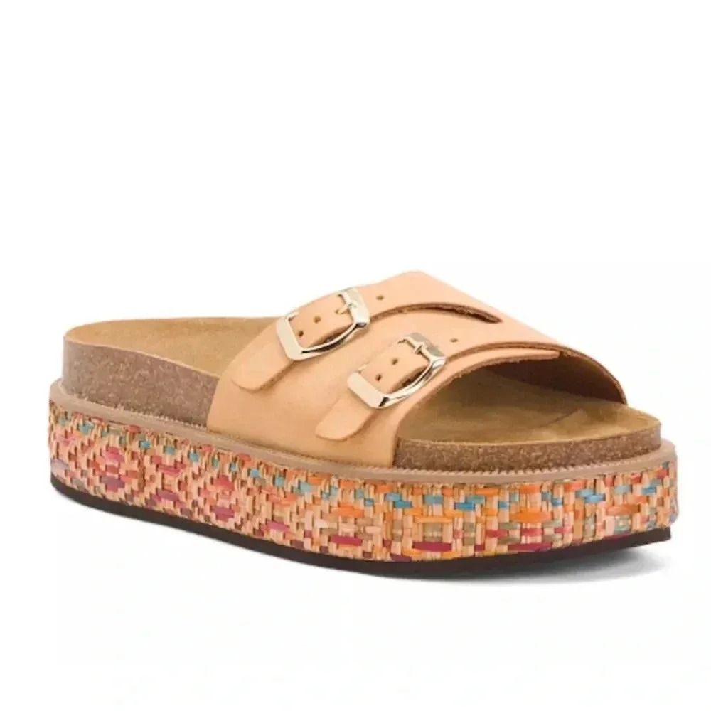 Free People Caravelle Cork Footbed Leather Platform Sandal Boho Size 9.5 - Picture 4 of 11